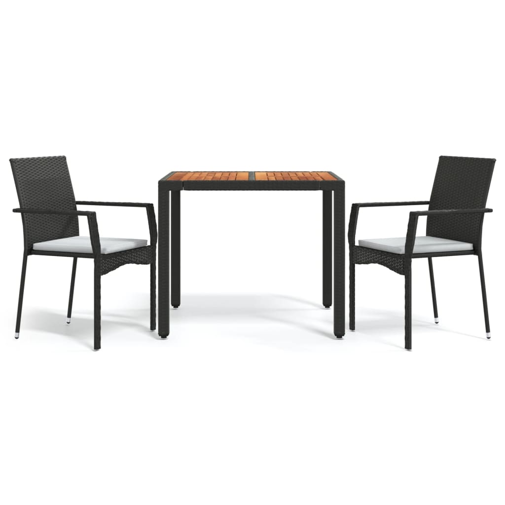 Set mobilier de grădină cu perne, 3 piese, negru, poliratan GartenMobel Dekor