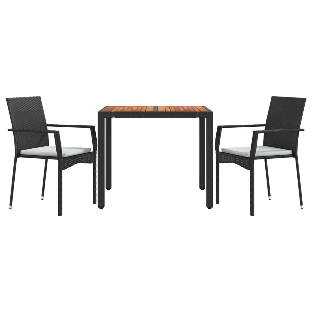 Set mobilier de grădină cu perne, 3 piese, negru, poliratan GartenMobel Dekor