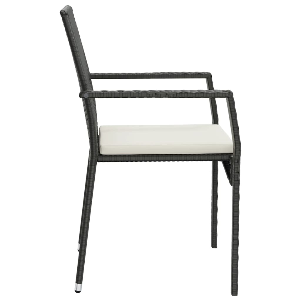 Set mobilier de grădină cu perne, 3 piese, negru, poliratan GartenMobel Dekor