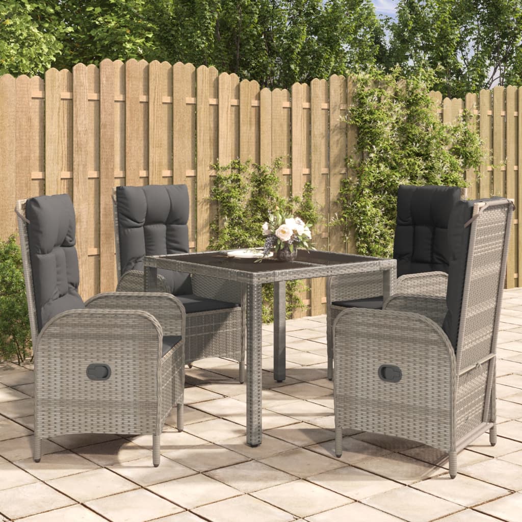 Set mobilier de grădină cu perne, 5 piese, gri, poliratan GartenMobel Dekor