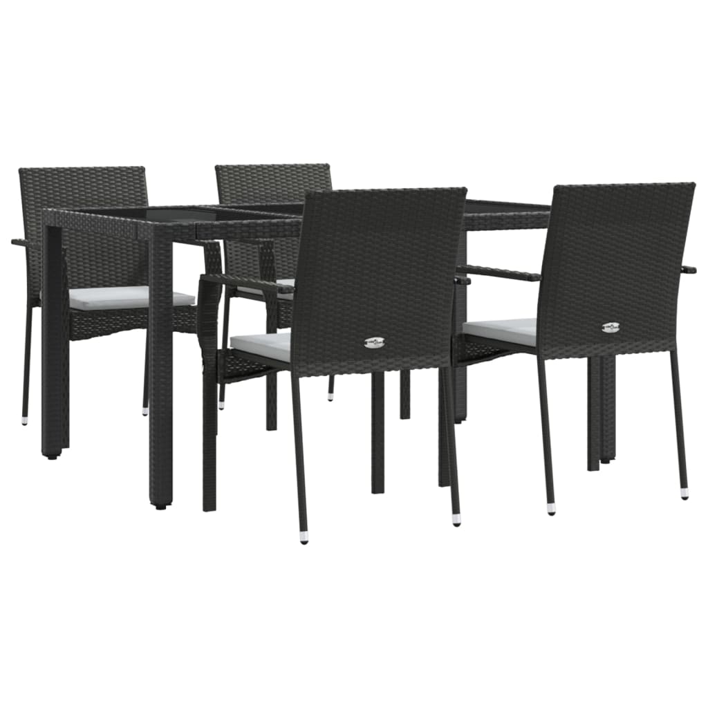 Set mobilier de grădină cu perne, 5 piese, negru, poliratan GartenMobel Dekor
