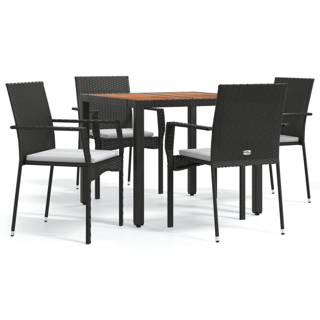 Set mobilier de grădină cu perne, 5 piese, negru, poliratan GartenMobel Dekor
