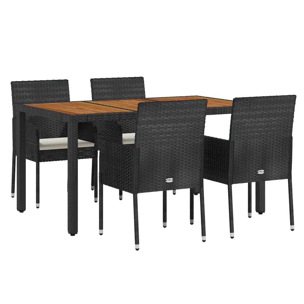 Set mobilier de grădină cu perne, 5 piese, negru, poliratan GartenMobel Dekor