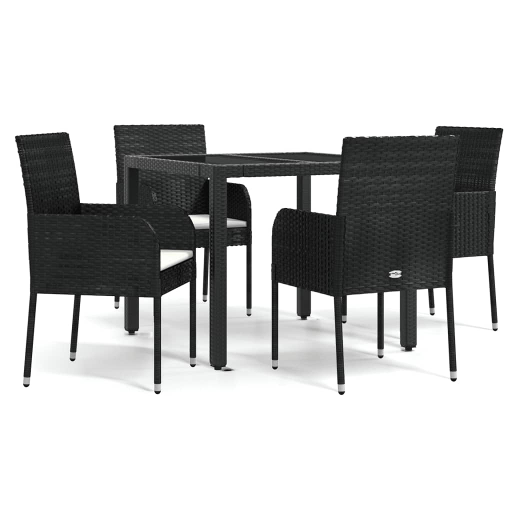 Set mobilier de grădină cu perne, 5 piese, negru, poliratan GartenMobel Dekor