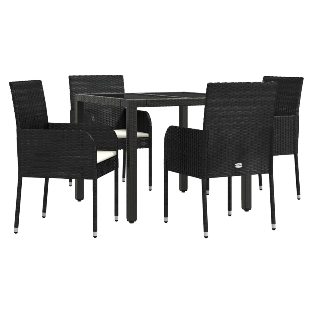 Set mobilier de grădină cu perne, 5 piese, negru, poliratan GartenMobel Dekor