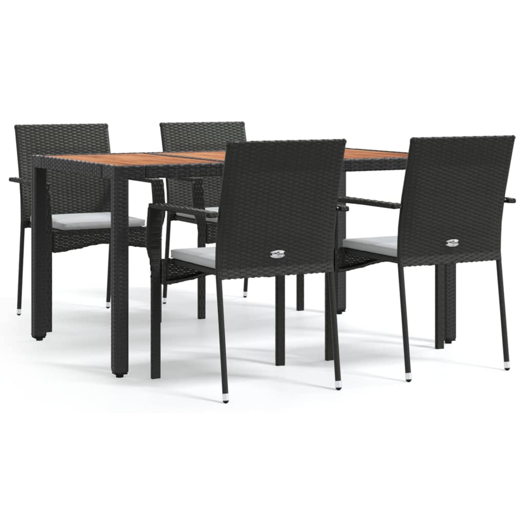 Set mobilier de grădină cu perne, 5 piese, negru, poliratan GartenMobel Dekor