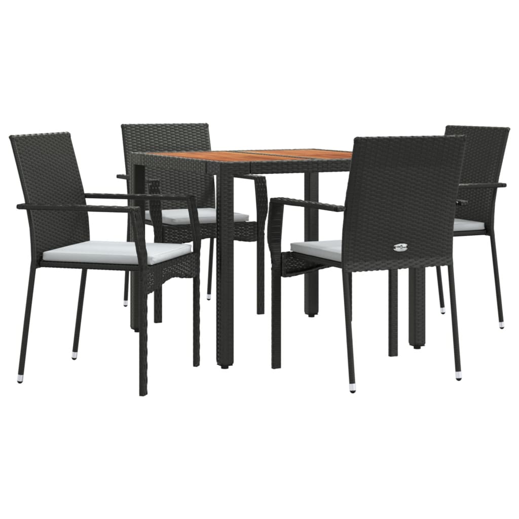 Set mobilier de grădină cu perne, 5 piese, negru, poliratan GartenMobel Dekor