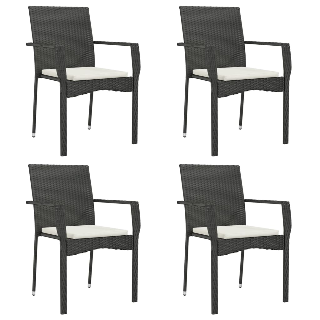 Set mobilier de grădină cu perne, 5 piese, negru, poliratan GartenMobel Dekor