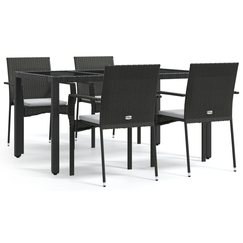 Set mobilier de grădină cu perne, 5 piese, negru, poliratan GartenMobel Dekor
