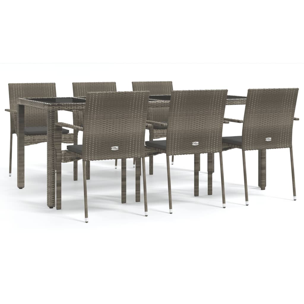 Set mobilier de grădină cu perne, 7 piese, gri, poliratan GartenMobel Dekor
