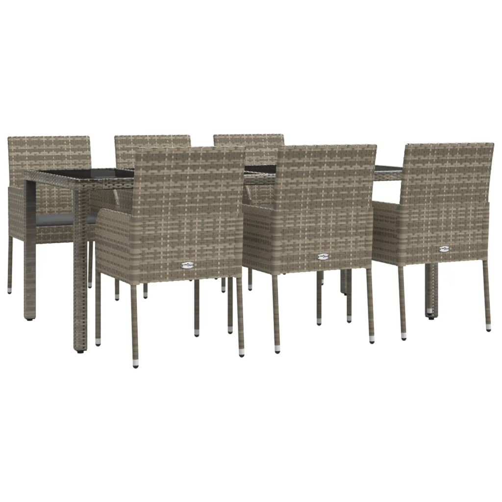Set mobilier de grădină cu perne, 7 piese, gri, poliratan GartenMobel Dekor