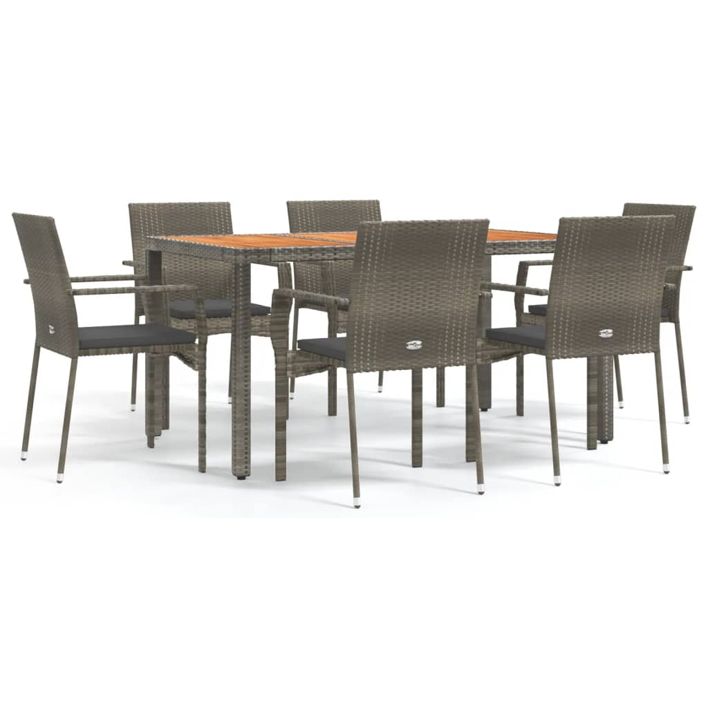 Set mobilier de grădină cu perne, 7 piese, gri, poliratan GartenMobel Dekor