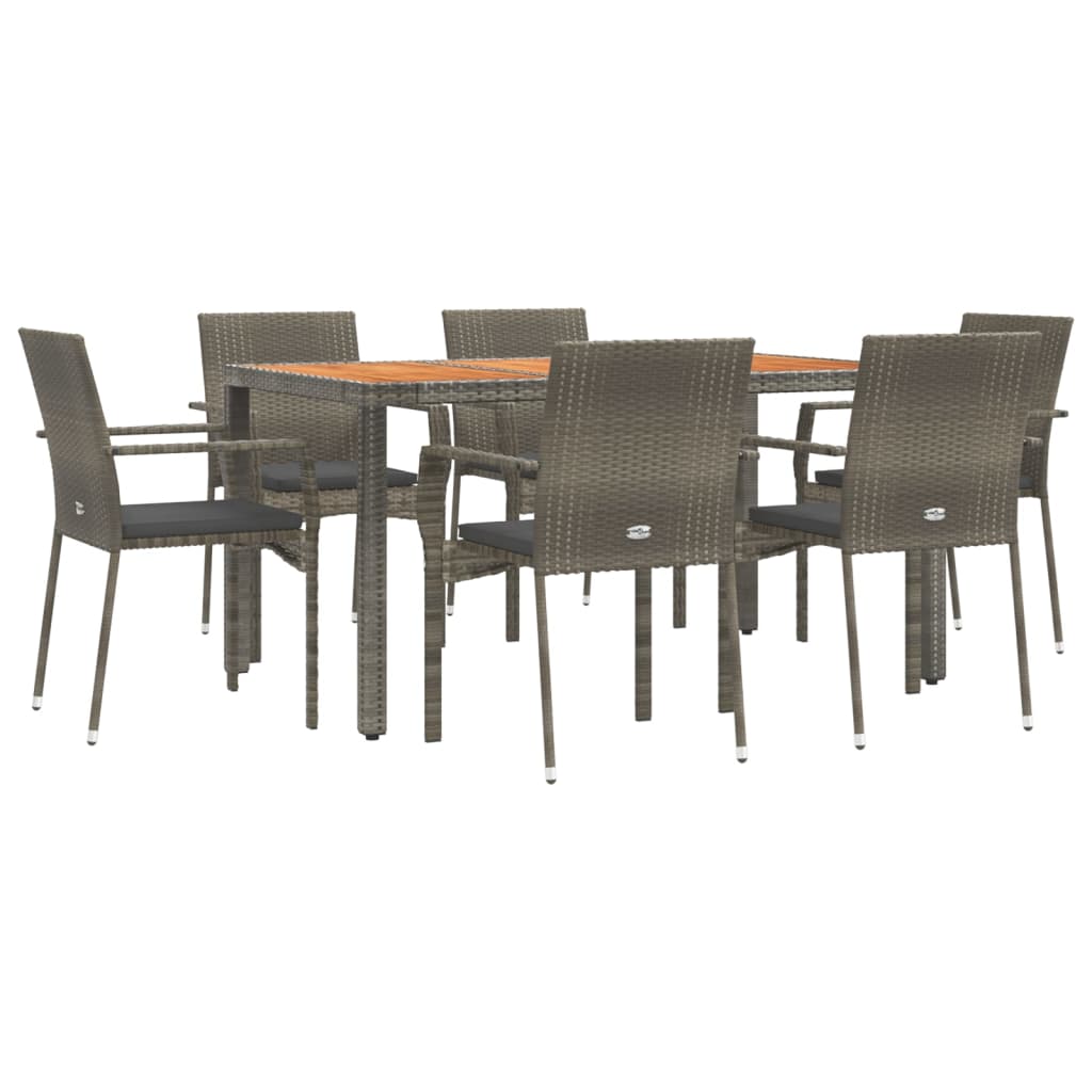 Set mobilier de grădină cu perne, 7 piese, gri, poliratan GartenMobel Dekor