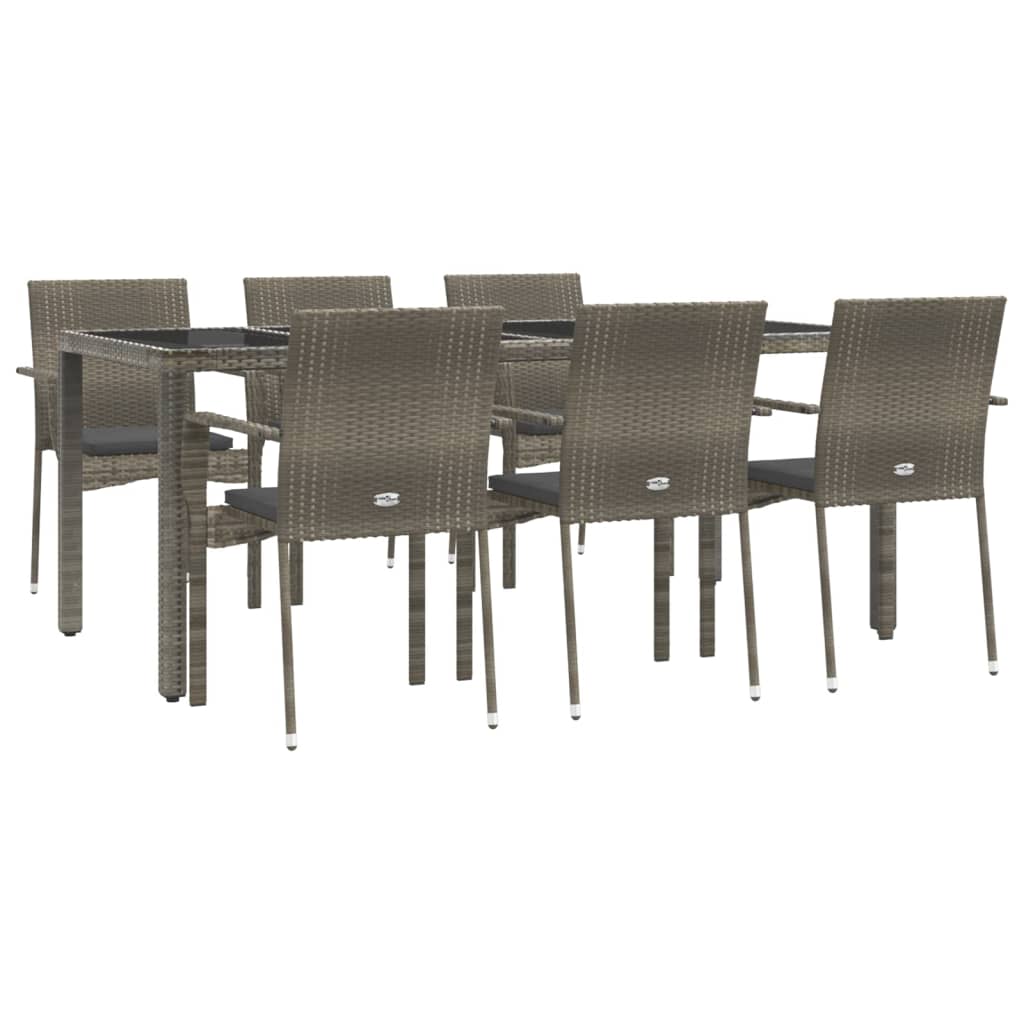 Set mobilier de grădină cu perne, 7 piese, gri, poliratan GartenMobel Dekor