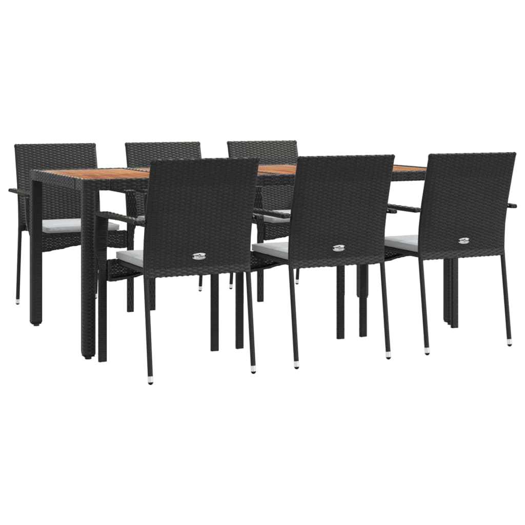 Set mobilier de grădină cu perne, 7 piese, negru, poliratan GartenMobel Dekor