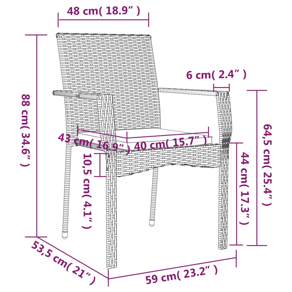 Set mobilier de grădină cu perne, 7 piese, negru, poliratan GartenMobel Dekor