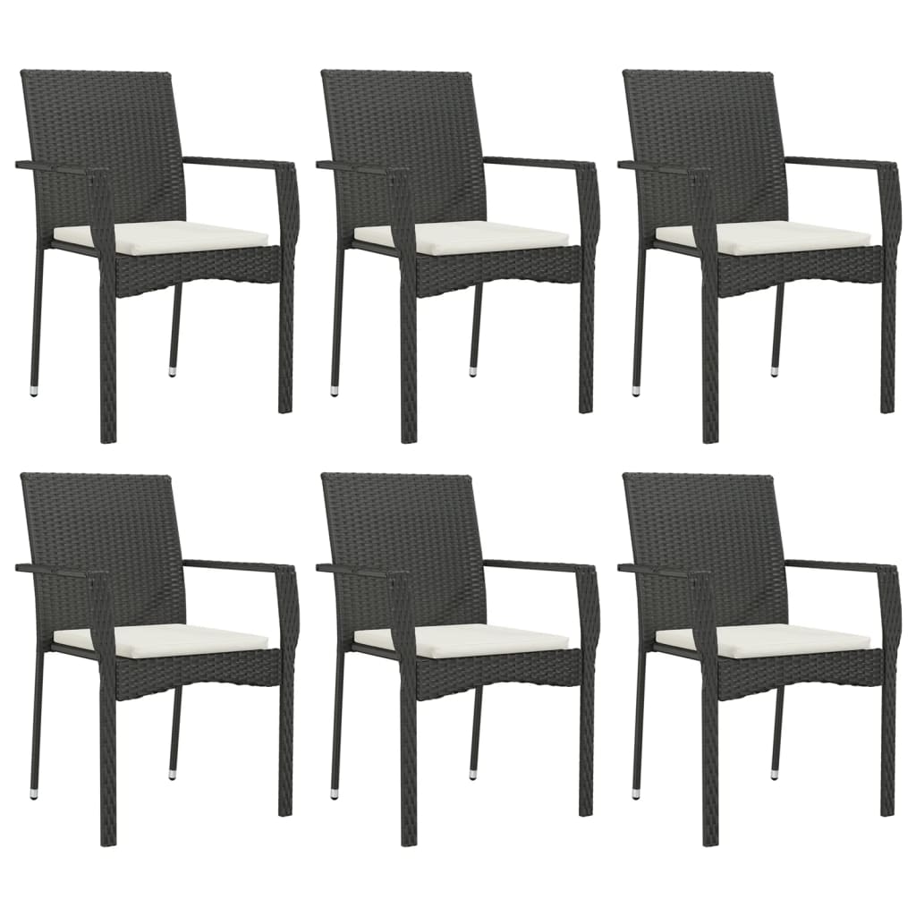 Set mobilier de grădină cu perne, 7 piese, negru, poliratan GartenMobel Dekor