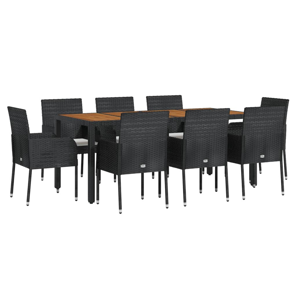 Set mobilier de grădină cu perne, 9 piese, negru, poliratan GartenMobel Dekor