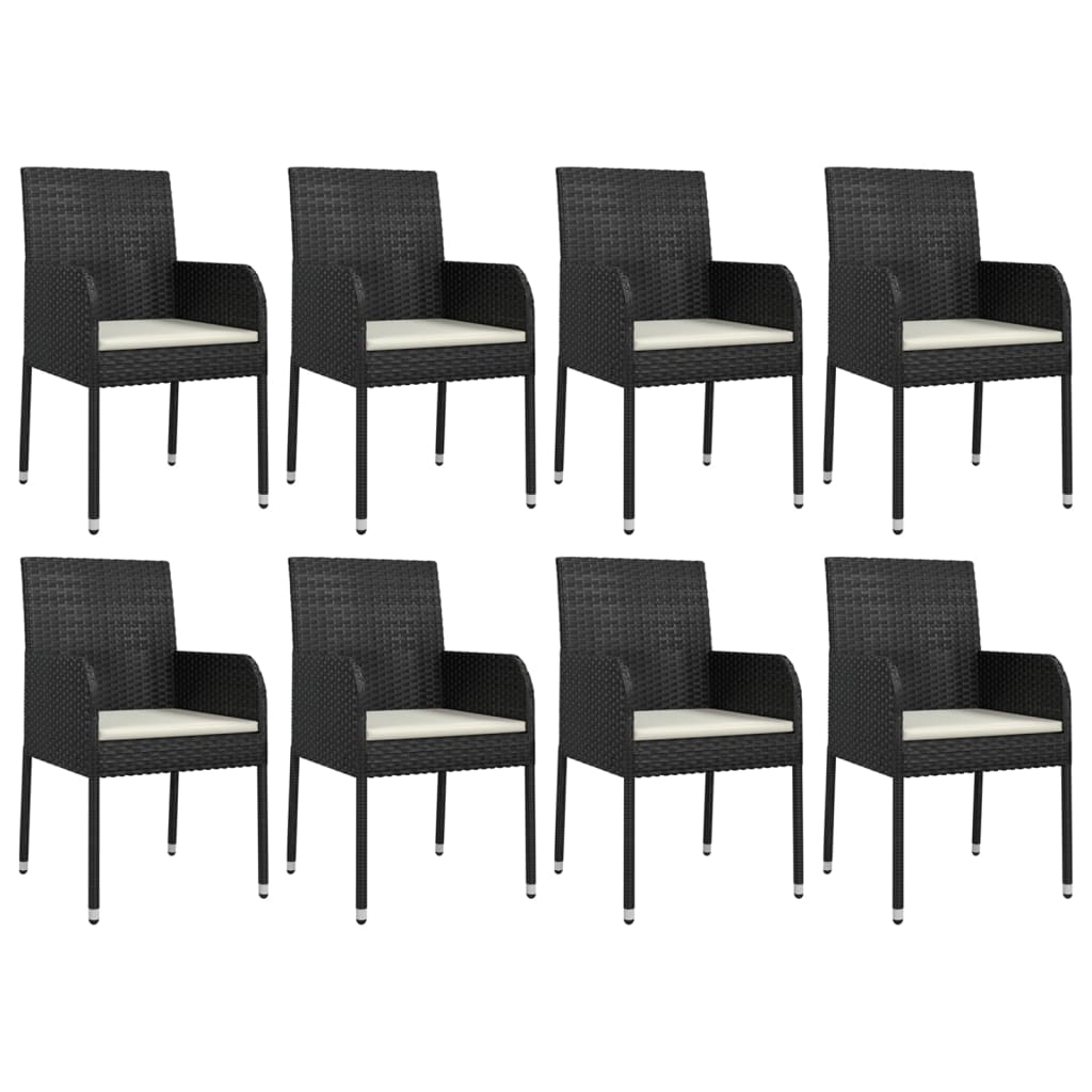 Set mobilier de grădină cu perne, 9 piese, negru, poliratan GartenMobel Dekor