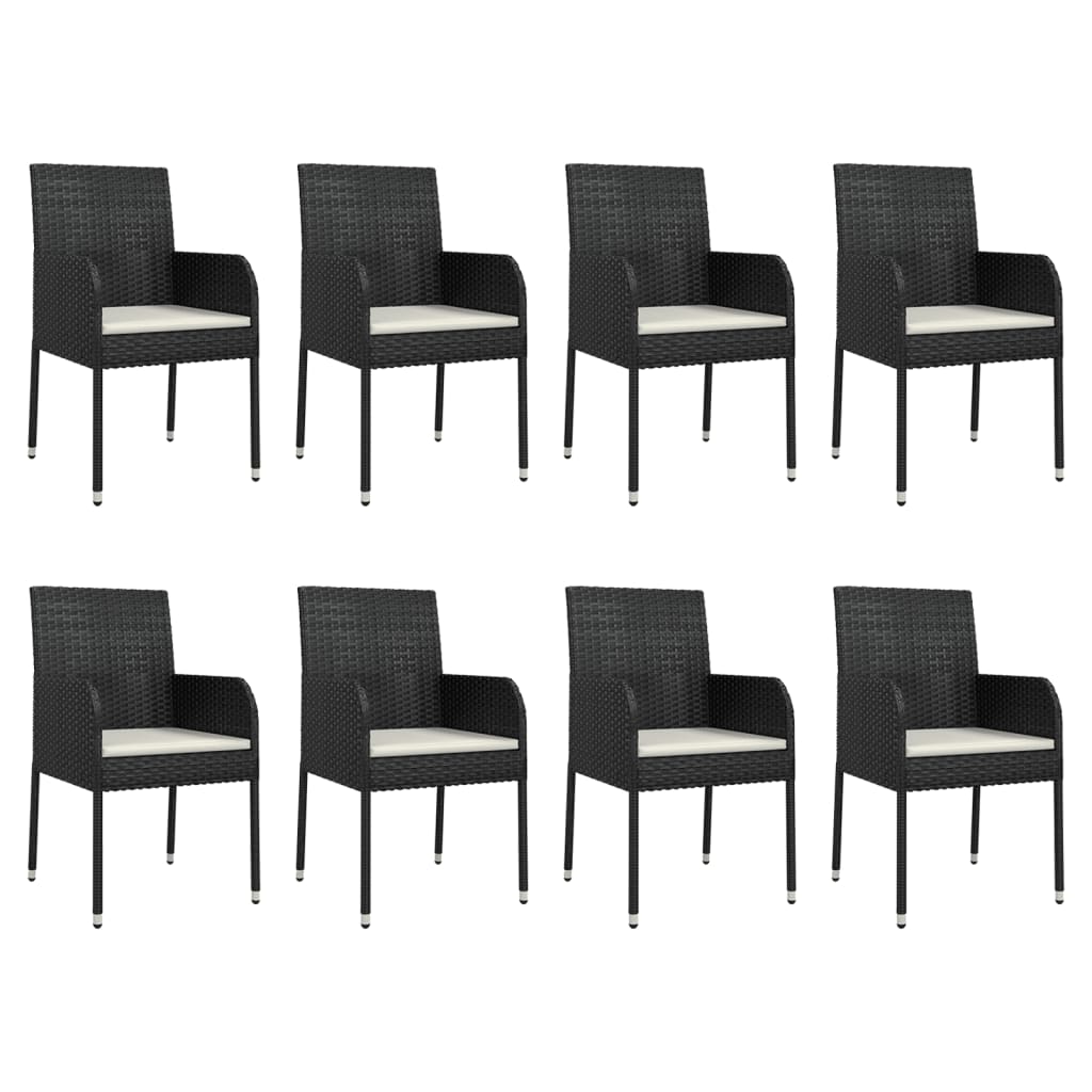 Set mobilier de grădină cu perne, 9 piese, negru, poliratan GartenMobel Dekor