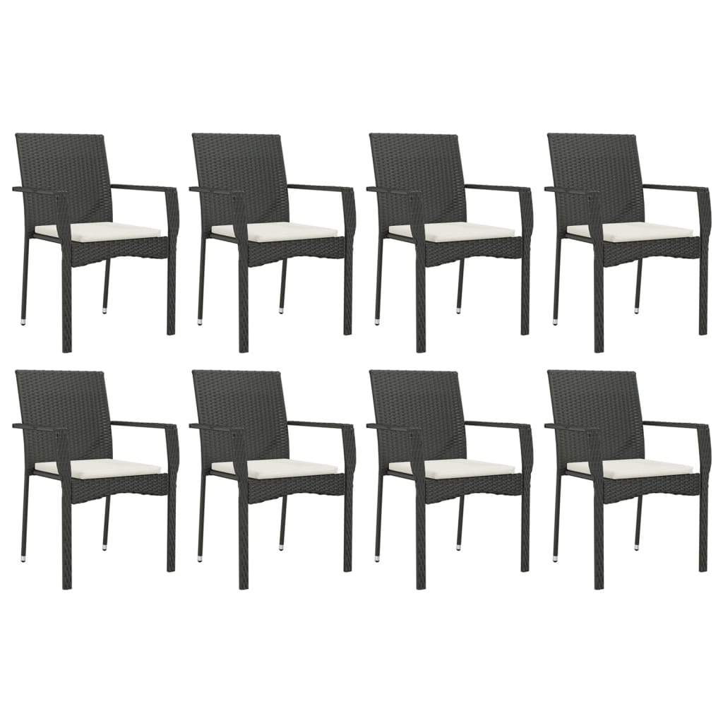 Set mobilier de grădină cu perne, 9 piese, negru, poliratan GartenMobel Dekor