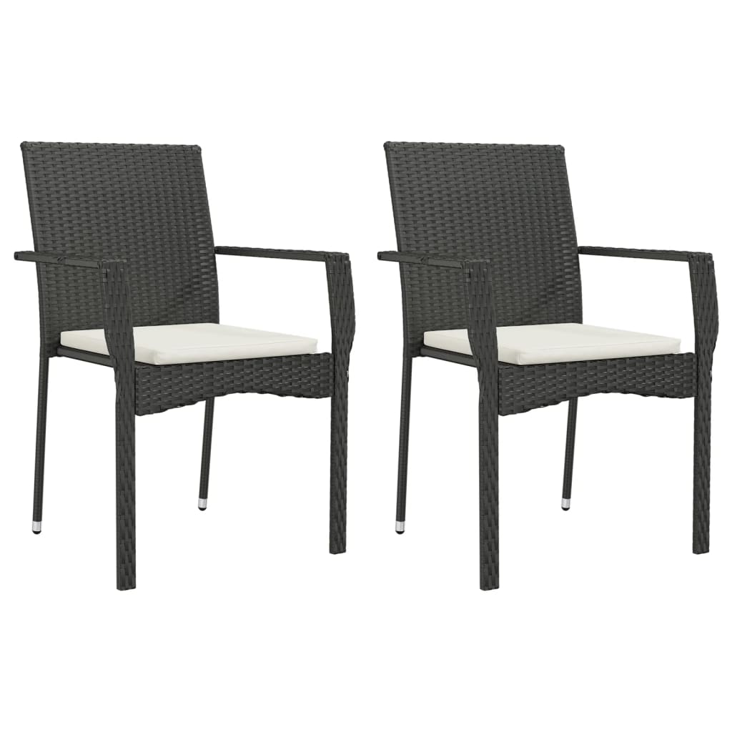 Set mobilier de grădină cu perne, 3 piese, negru, poliratan GartenMobel Dekor