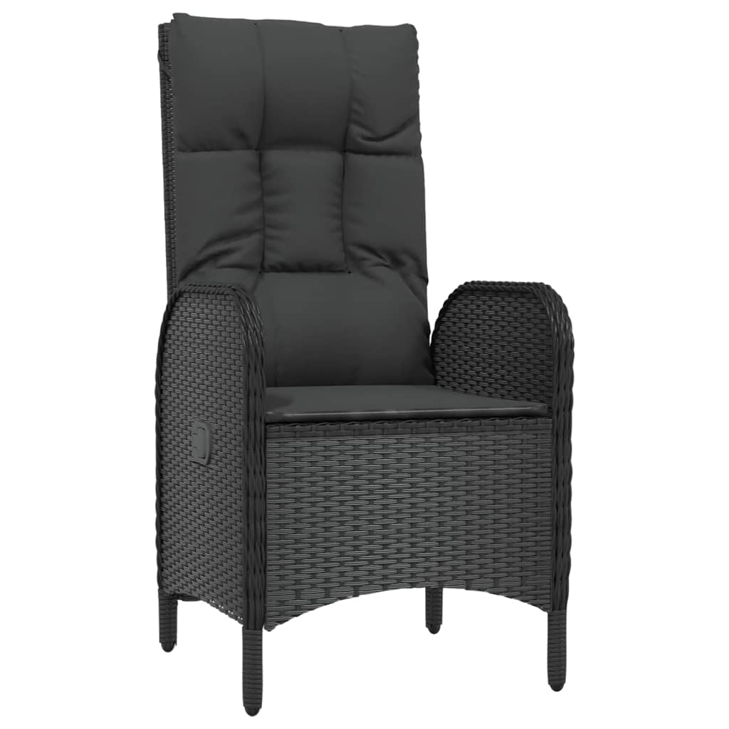 Set mobilier de grădină cu perne, 3 piese, negru, poliratan GartenMobel Dekor
