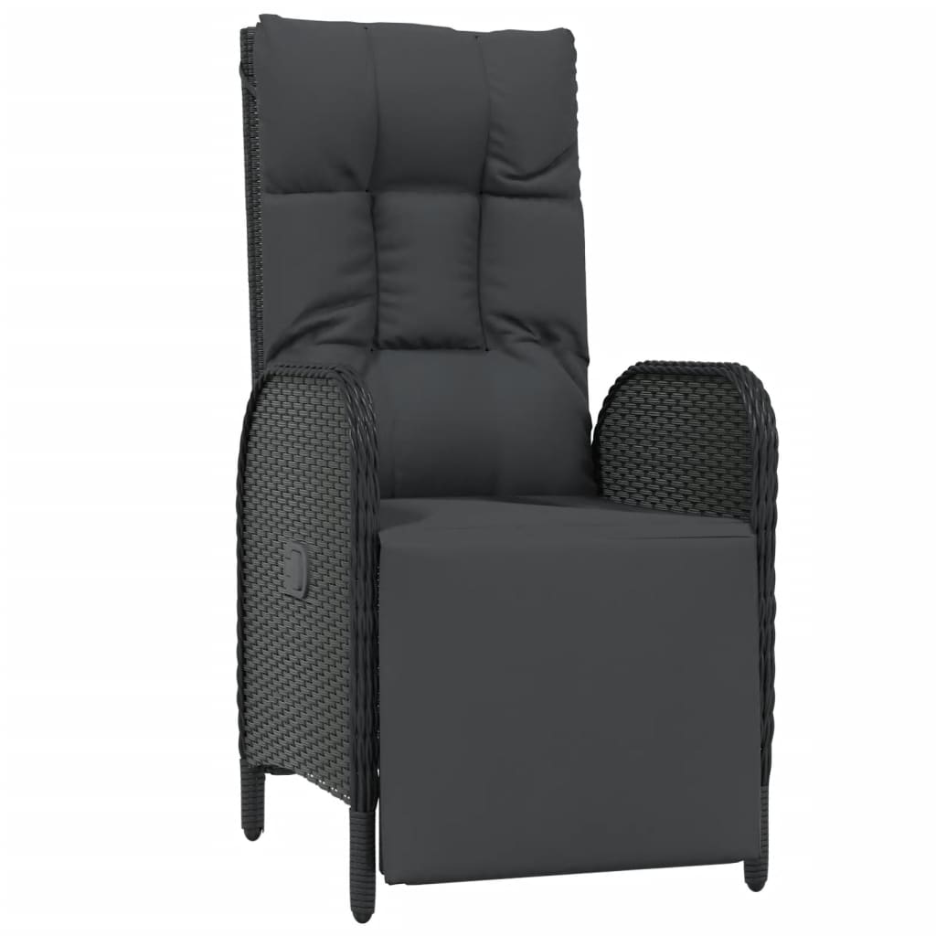 Set mobilier de grădină cu perne, 3 piese, negru, poliratan GartenMobel Dekor