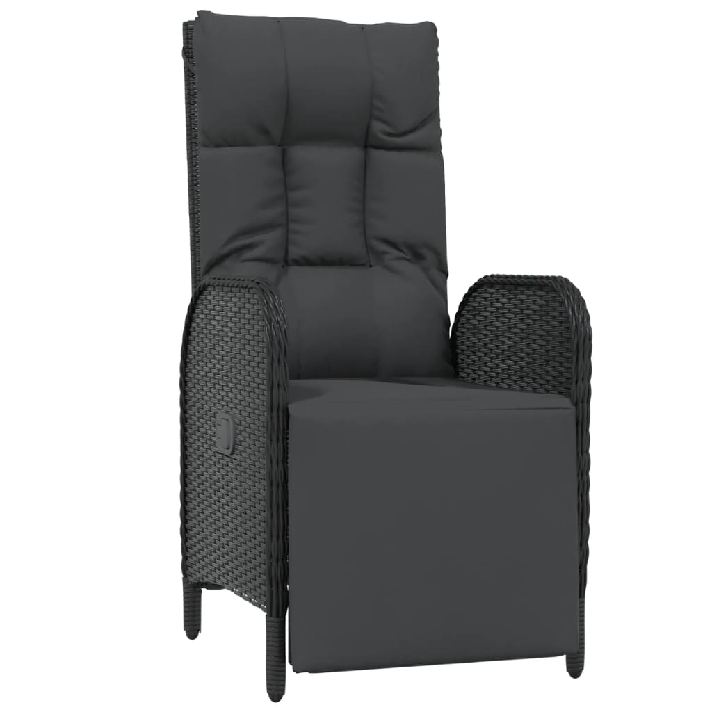 Set mobilier de grădină cu perne, 3 piese, negru, poliratan GartenMobel Dekor