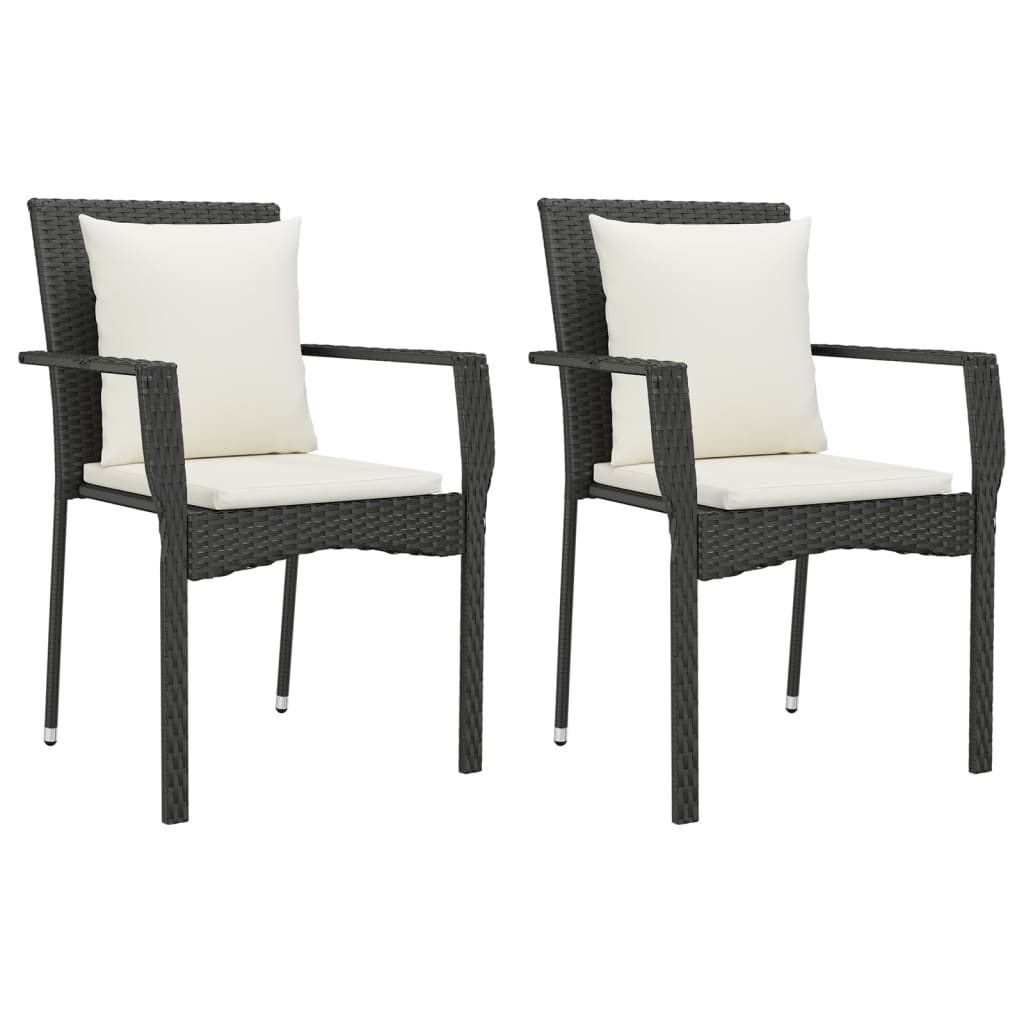 Set mobilier de grădină cu perne, 3 piese, negru, poliratan GartenMobel Dekor
