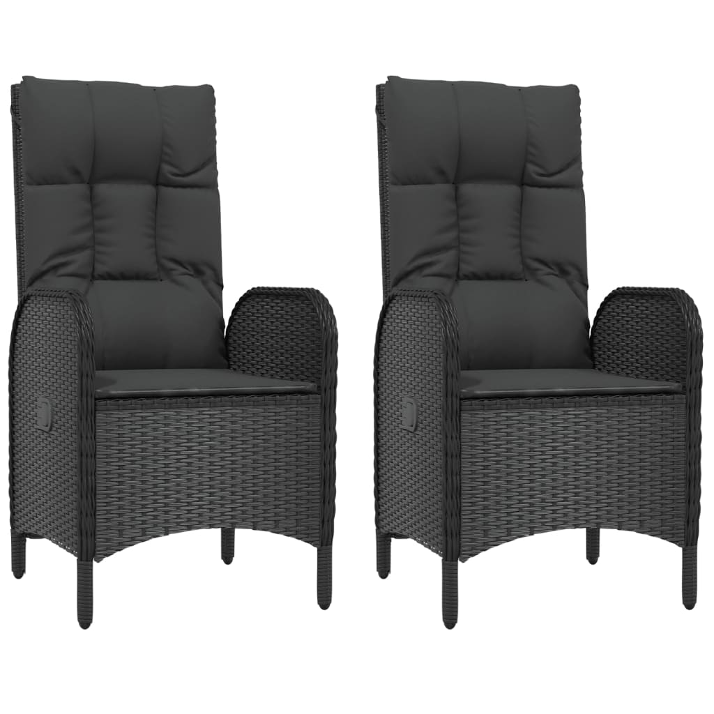 Set mobilier de grădină cu perne, 3 piese, negru, poliratan GartenMobel Dekor