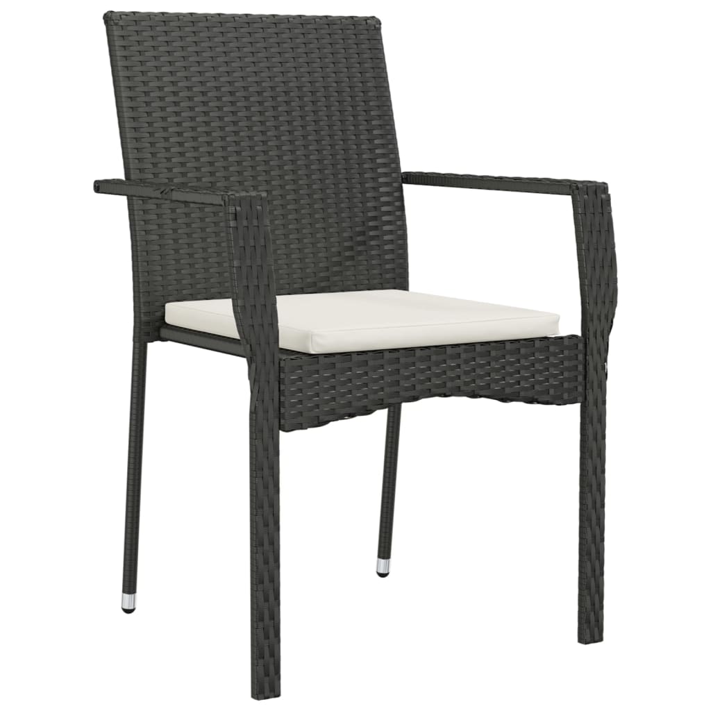 Set mobilier de grădină cu perne, 3 piese, negru, poliratan GartenMobel Dekor