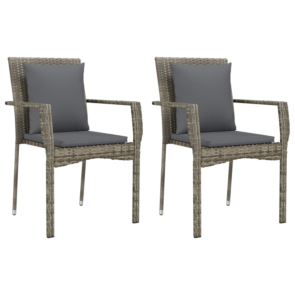 Set mobilier de grădină cu perne, 3 piese, negru/gri, poliratan GartenMobel Dekor