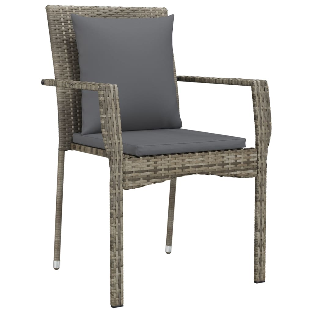 Set mobilier de grădină cu perne, 3 piese, negru/gri, poliratan GartenMobel Dekor