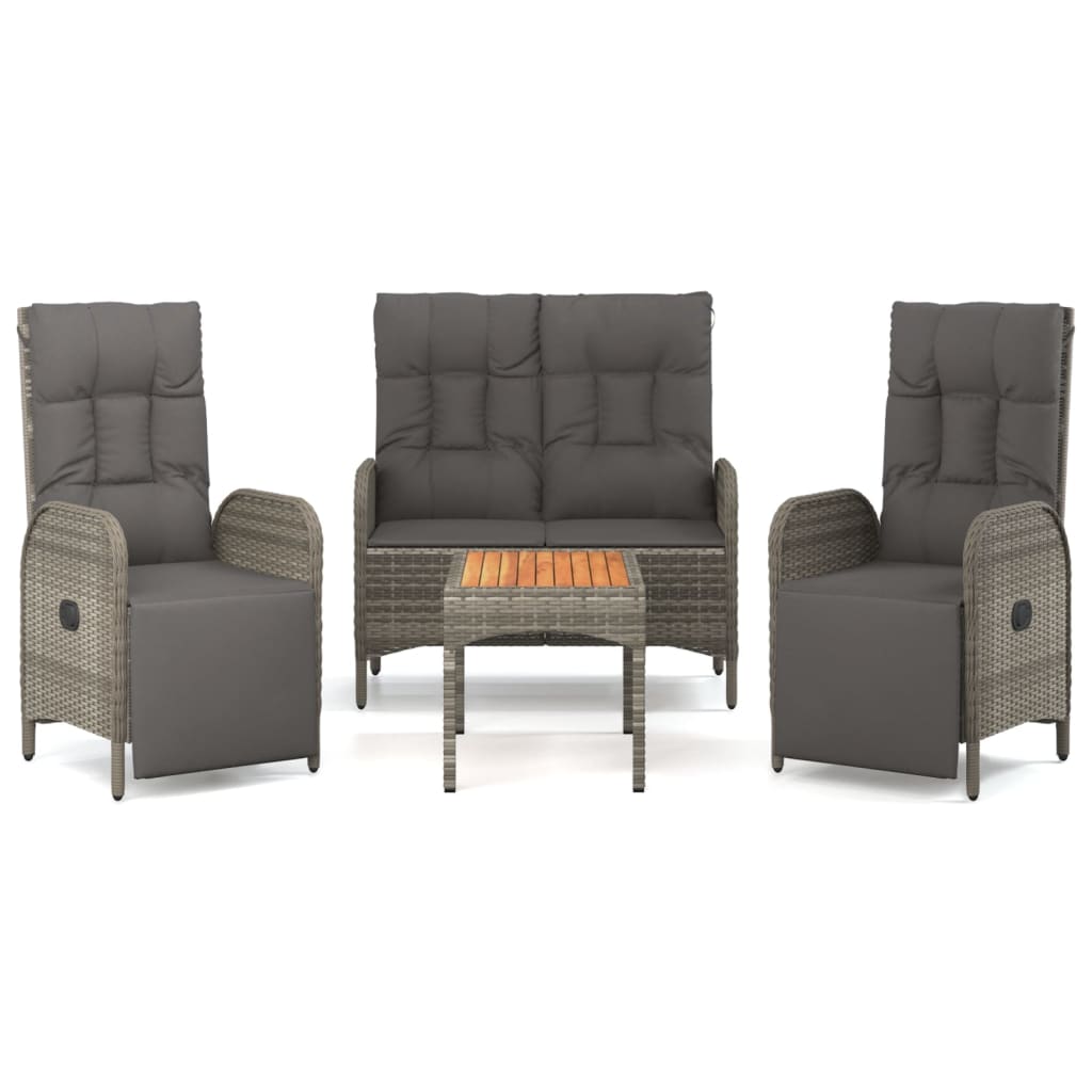 Set mobilier de grădină cu perne, 4 piese, gri, poliratan GartenMobel Dekor