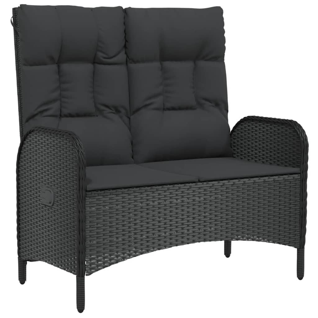 Set mobilier de grădină cu perne, 4 piese, negru, poliratan GartenMobel Dekor