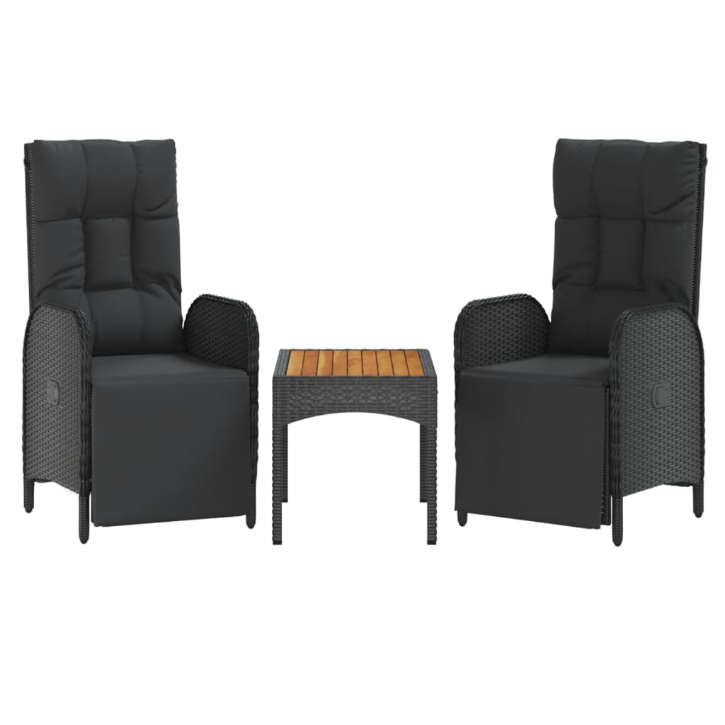 Set mobilier de grădină cu perne, 4 piese, negru, poliratan GartenMobel Dekor