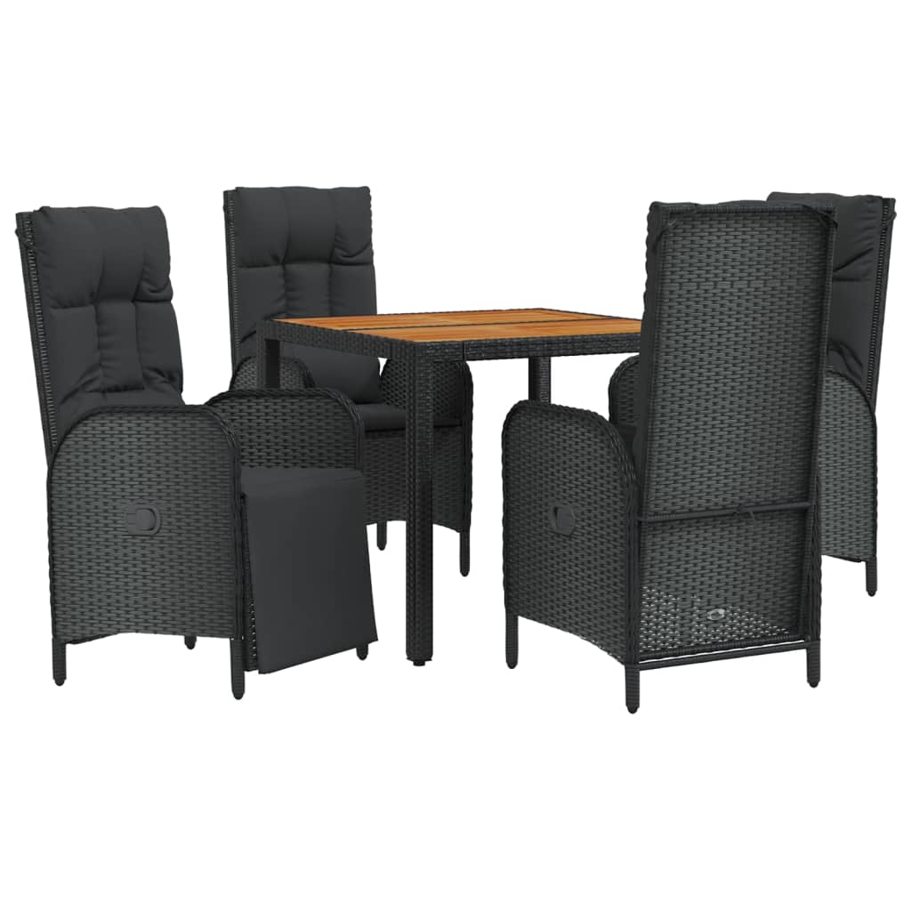 Set mobilier de grădină cu perne, 5 piese, negru, poliratan GartenMobel Dekor