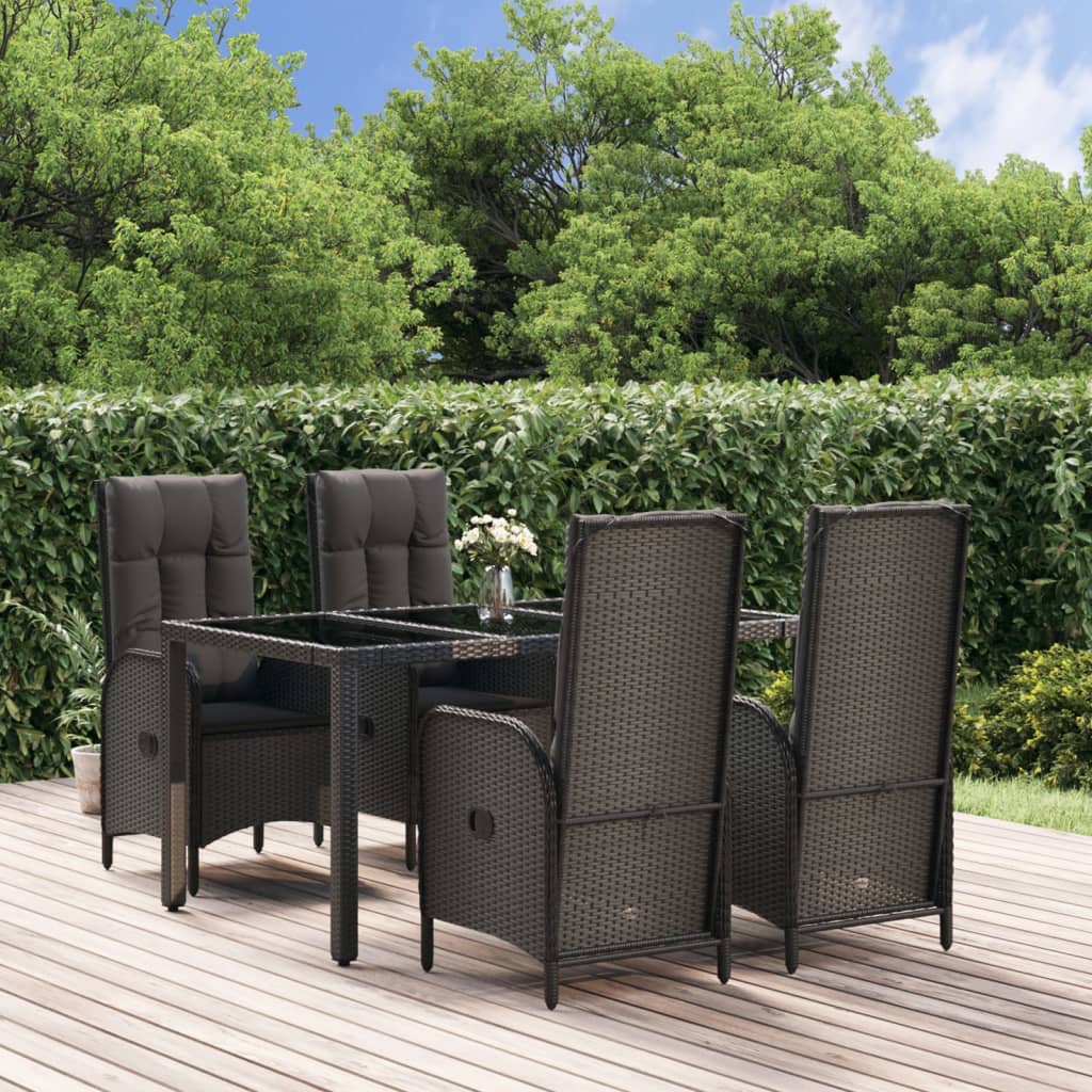 Set mobilier de grădină cu perne, 5 piese, negru, poliratan GartenMobel Dekor