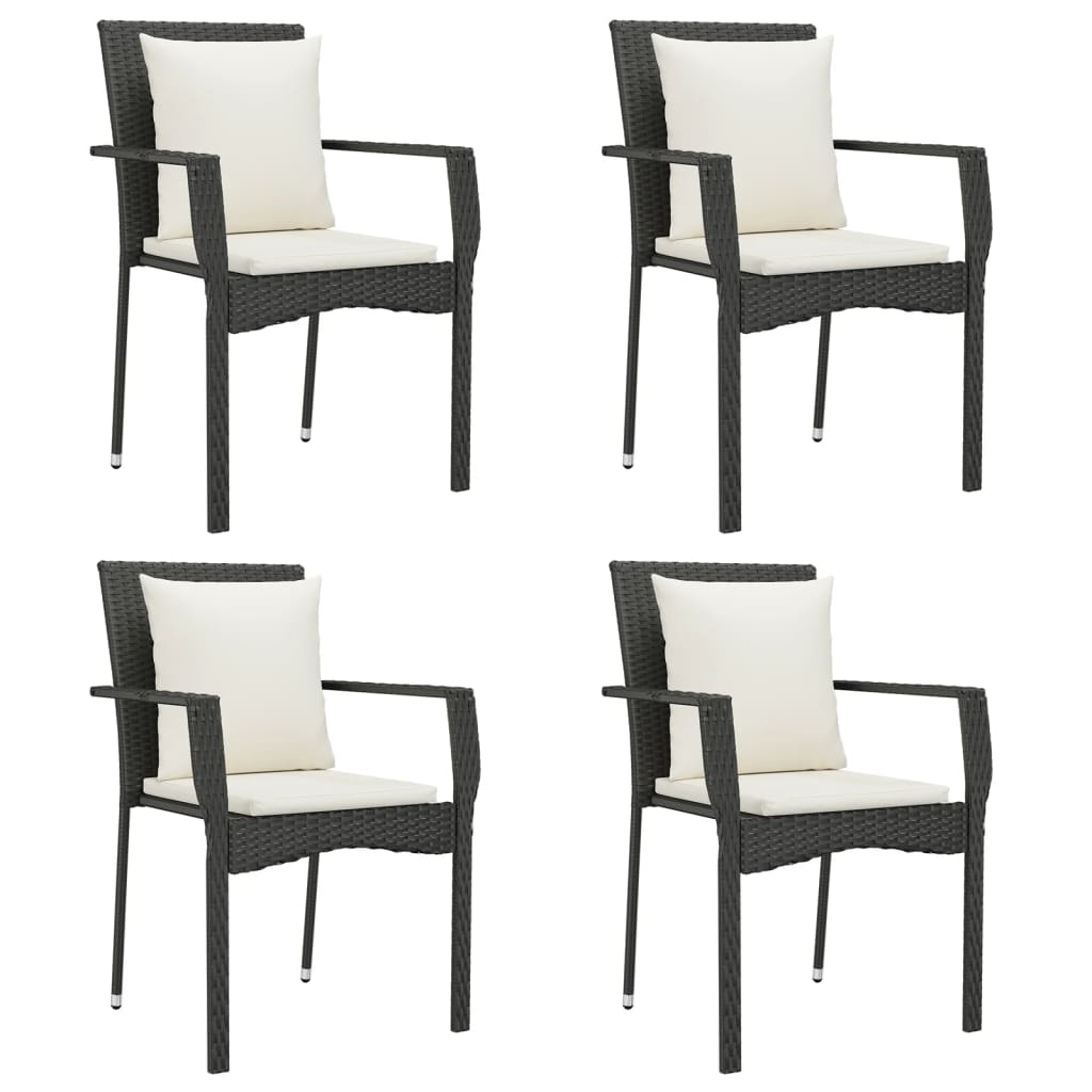 Set mobilier de grădină cu perne, 5 piese, negru, poliratan GartenMobel Dekor