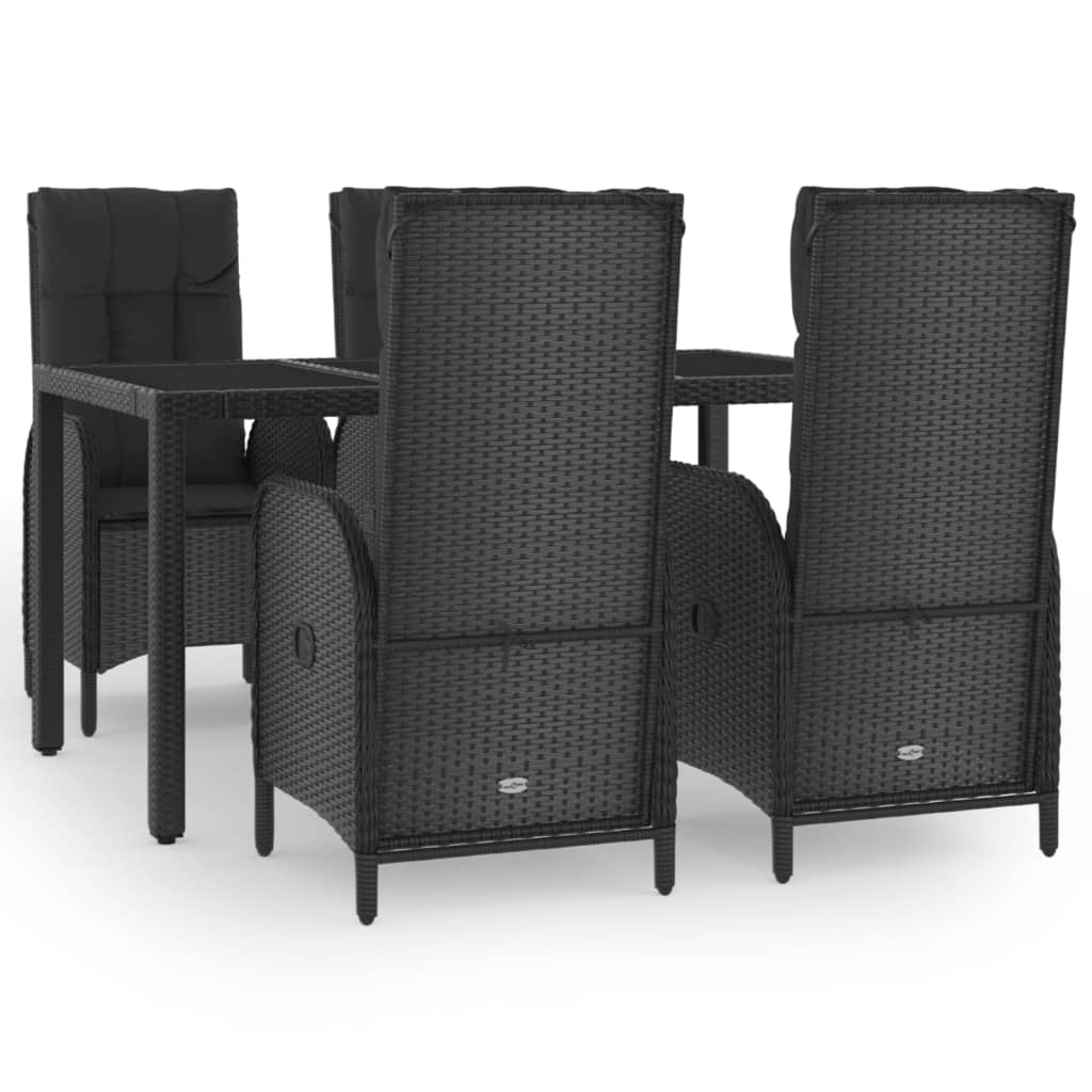 Set mobilier de grădină cu perne, 5 piese, negru, poliratan GartenMobel Dekor