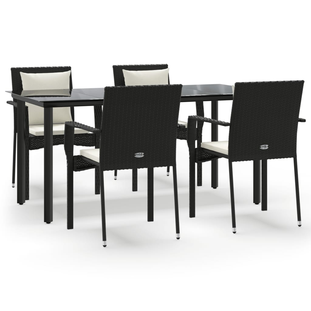 Set mobilier de grădină cu perne, 5 piese, negru, poliratan GartenMobel Dekor
