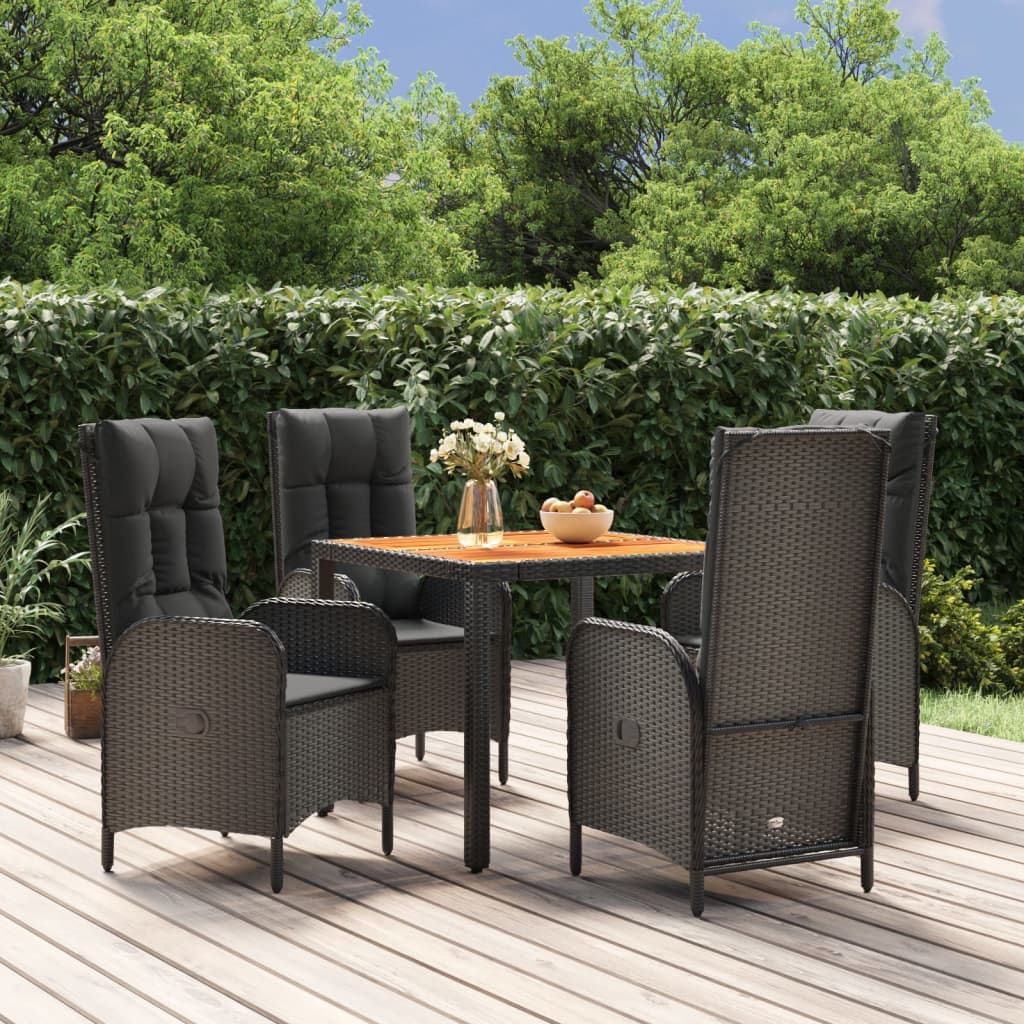 Set mobilier de grădină cu perne, 5 piese, negru, poliratan GartenMobel Dekor