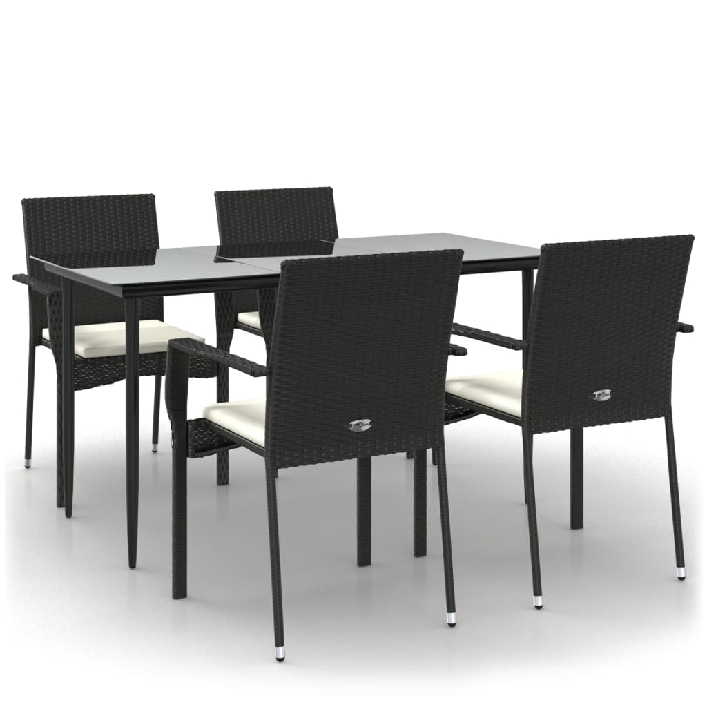 Set mobilier de grădină cu perne, 5 piese, negru, poliratan GartenMobel Dekor