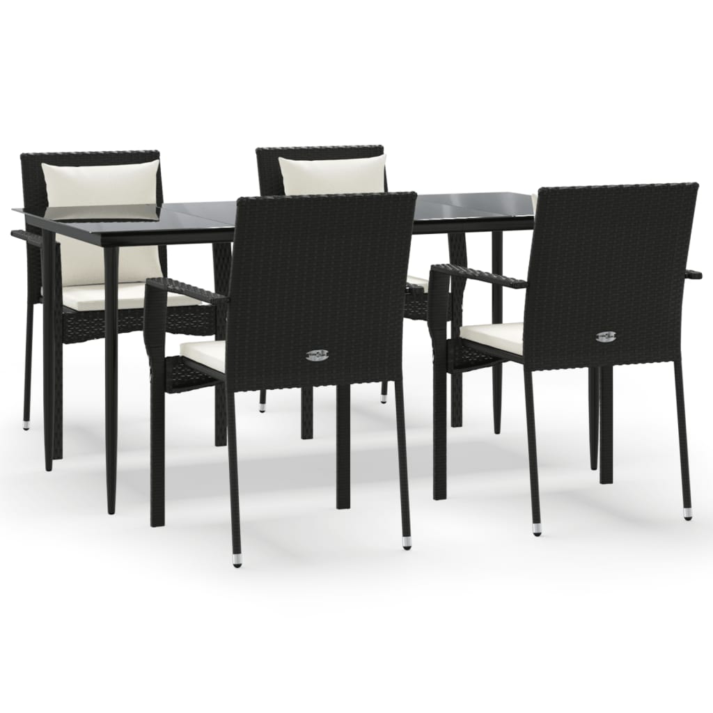 Set mobilier de grădină cu perne, 5 piese, negru, poliratan GartenMobel Dekor