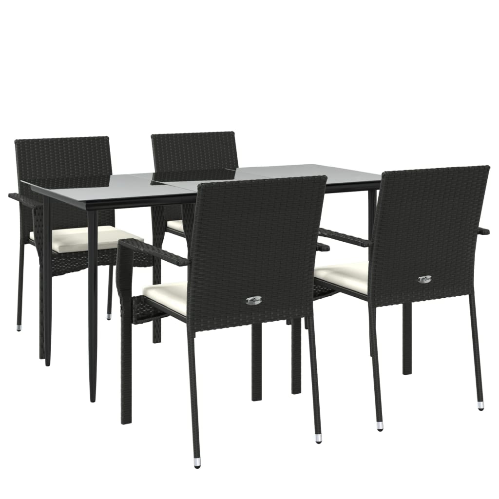 Set mobilier de grădină cu perne, 5 piese, negru, poliratan GartenMobel Dekor
