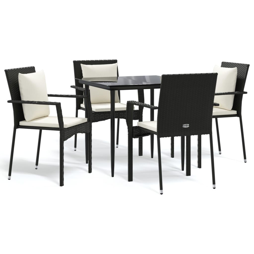 Set mobilier de grădină cu perne, 5 piese, negru, poliratan GartenMobel Dekor