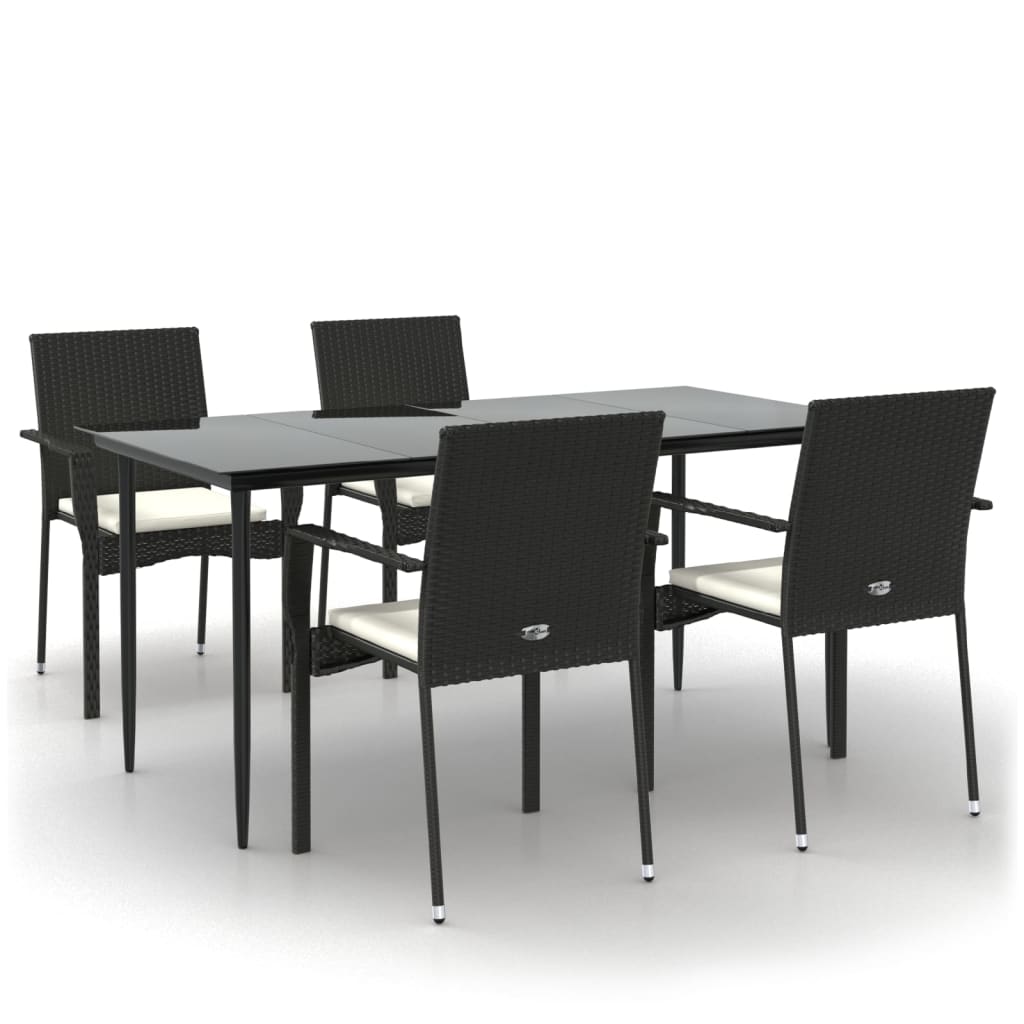 Set mobilier de grădină cu perne, 5 piese, negru, poliratan GartenMobel Dekor