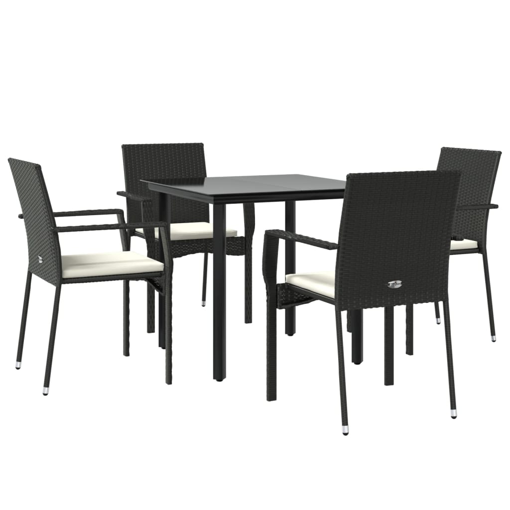Set mobilier de grădină cu perne, 5 piese, negru, poliratan GartenMobel Dekor