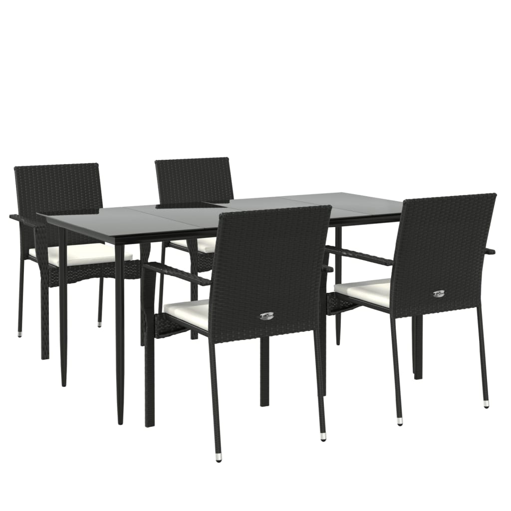 Set mobilier de grădină cu perne, 5 piese, negru, poliratan GartenMobel Dekor